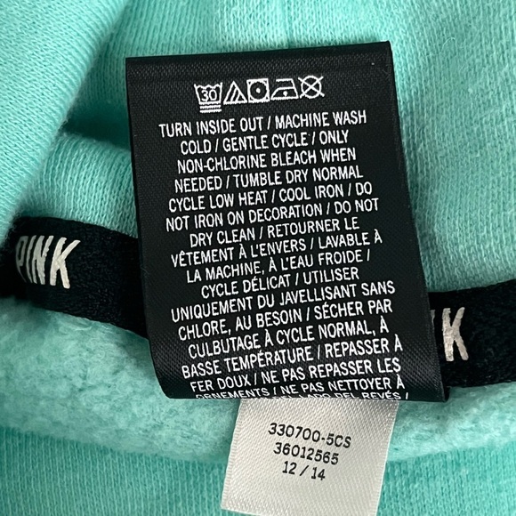 PINK Victoria Secret Mint Green Cowl Neck Sweatshirt College Y2k Preppy Sport XS - Picture 8 of 10